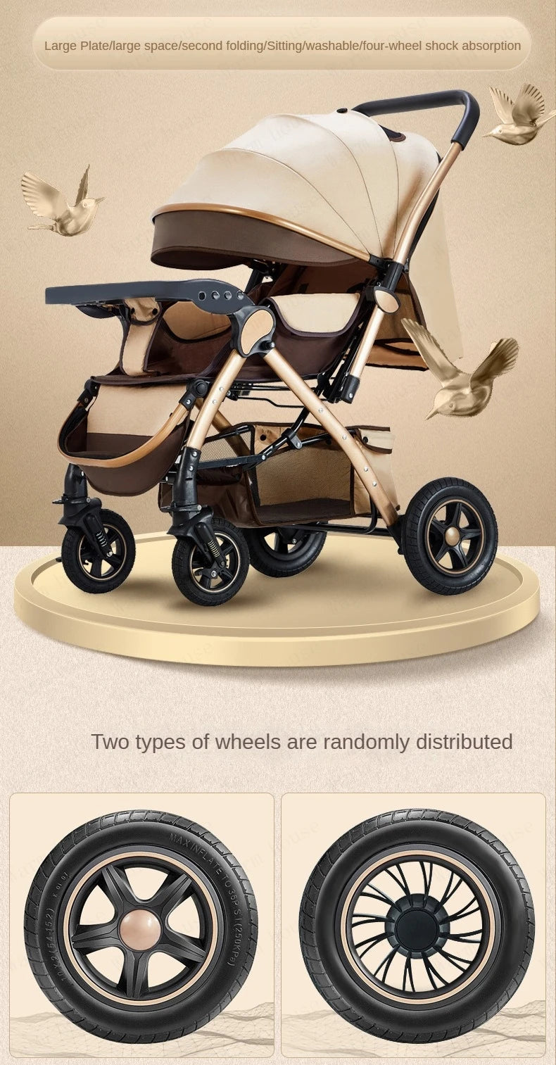 Four-wheel Strollers, Foldable and Washable, Multifunctional Stroller