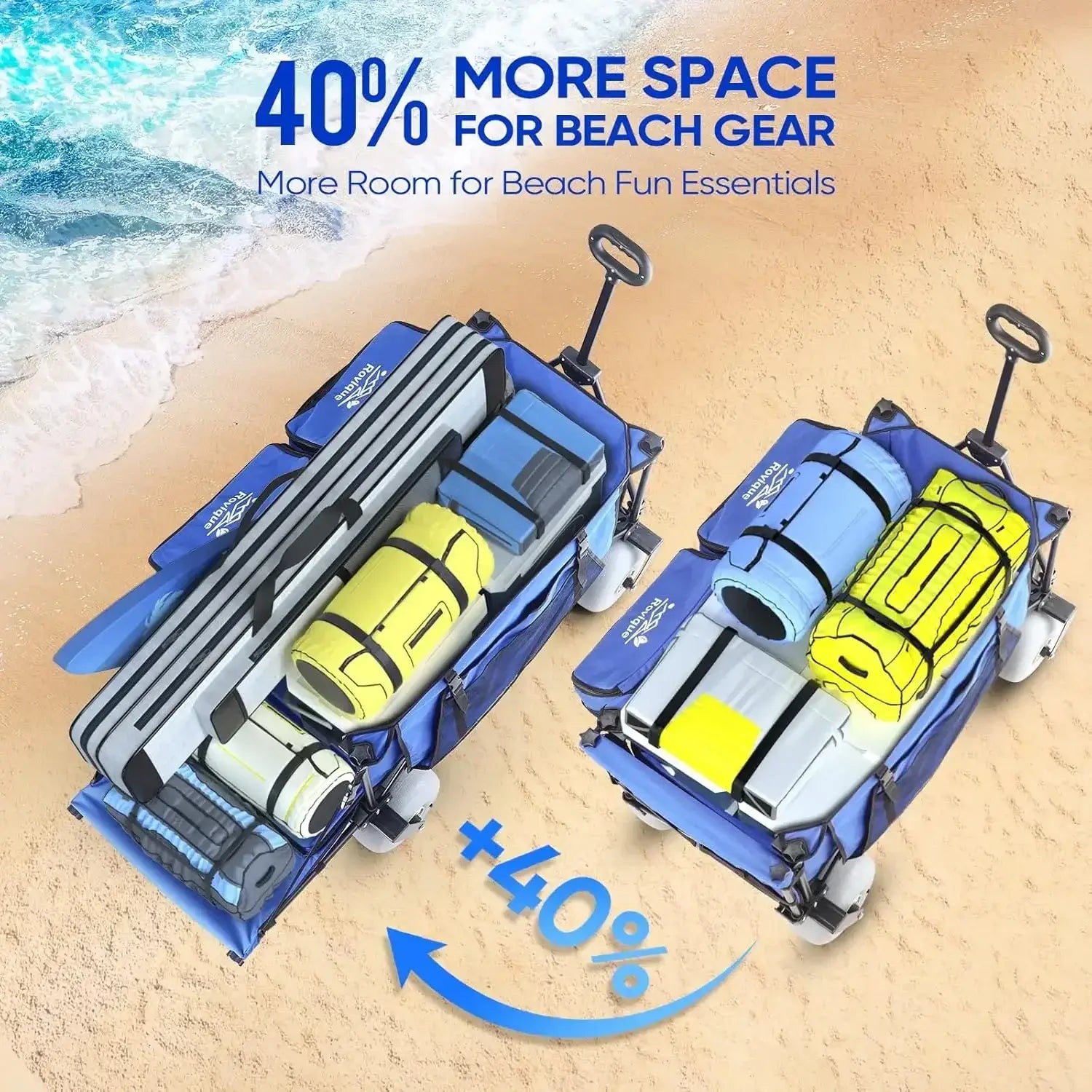 Beach Wagon with All-Terrain Balloon Wheels - Built in Cooler