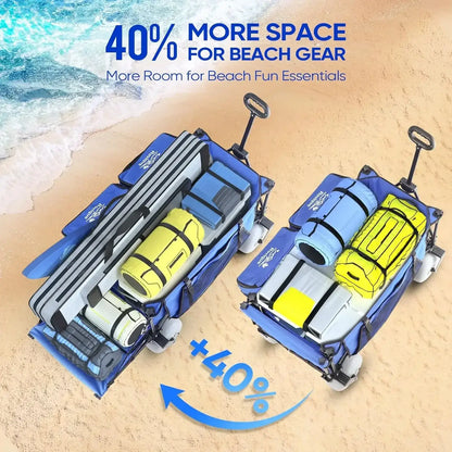 Beach Wagon with All-Terrain Balloon Wheels - Built in Cooler