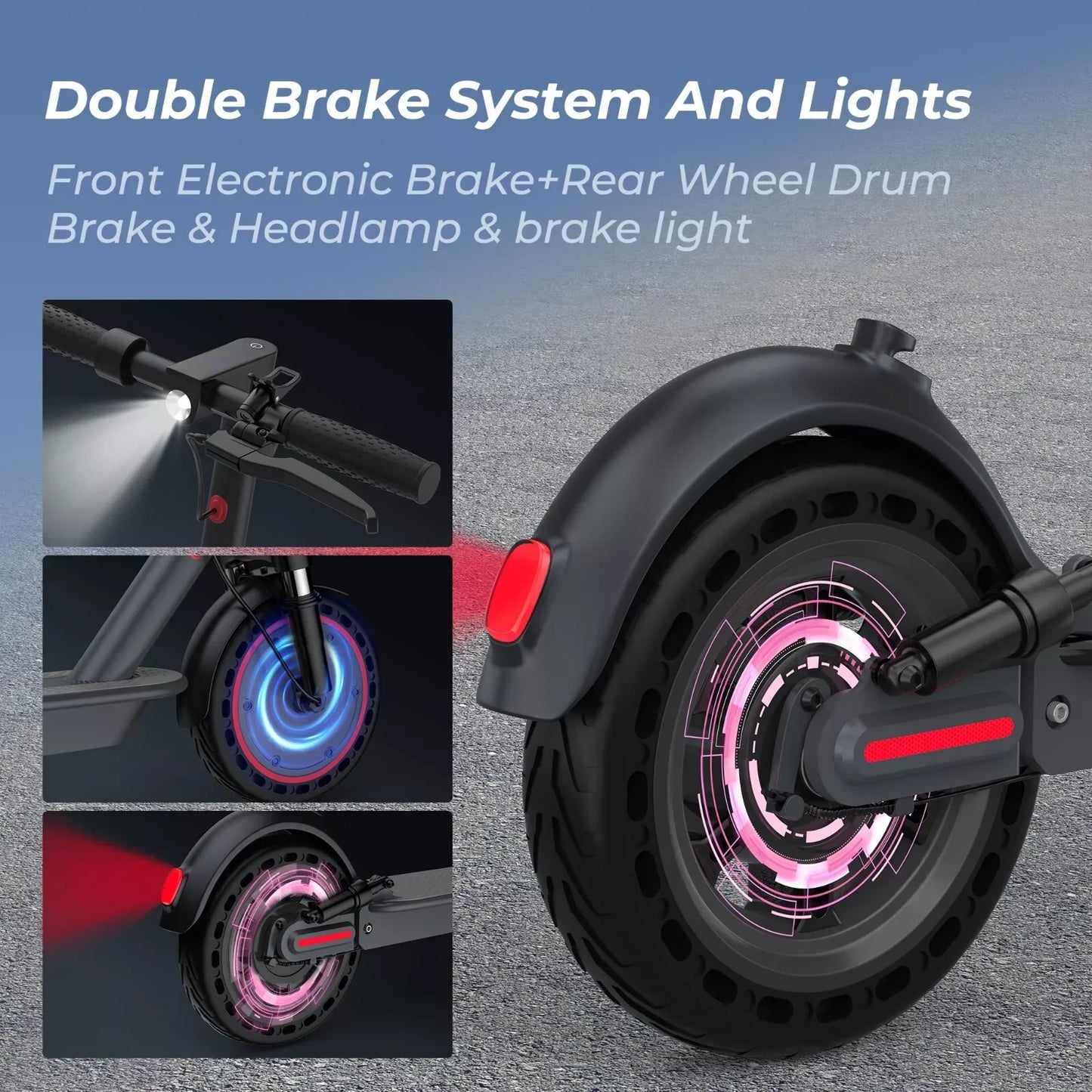 TMAX 10inch Adult Folding Electric Scooter, 500W 22MPH, APP Smart, Shock-absorbing, Anti-skid