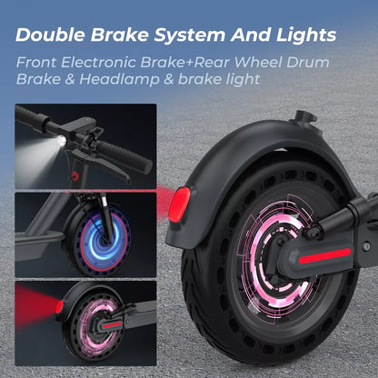 TMAX 10inch Adult Folding Electric Scooter, 500W 22MPH, APP Smart, Shock-absorbing, Anti-skid