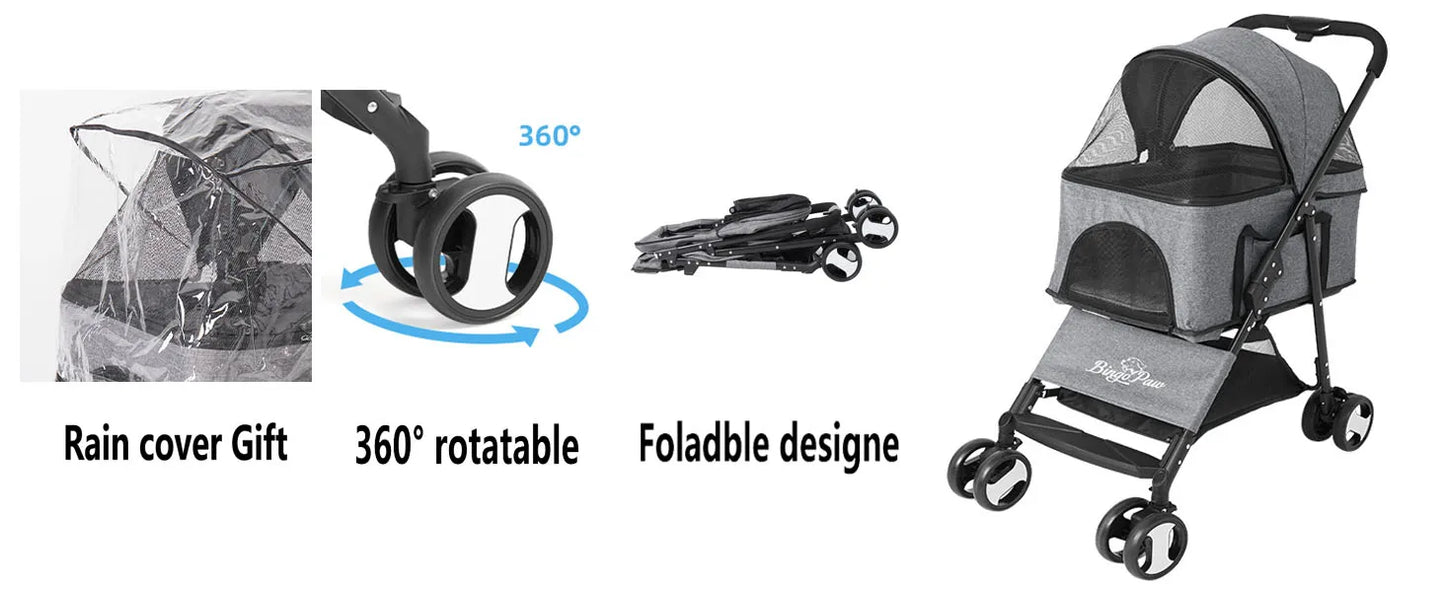 Pet Stroller Foldable Travel Carrier