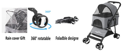 Pet Stroller Foldable Travel Carrier