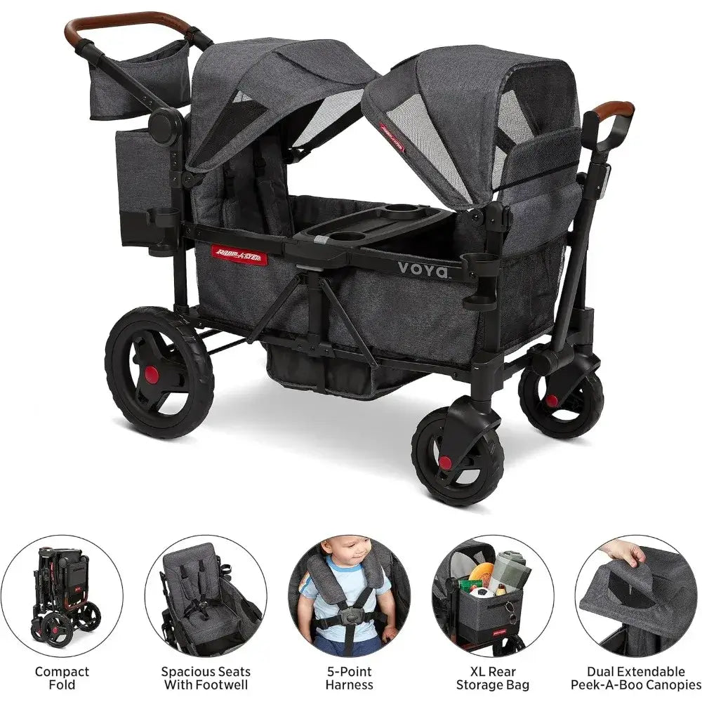 Voya Double Stroller Wagon, Toddlers 1-3. - special features