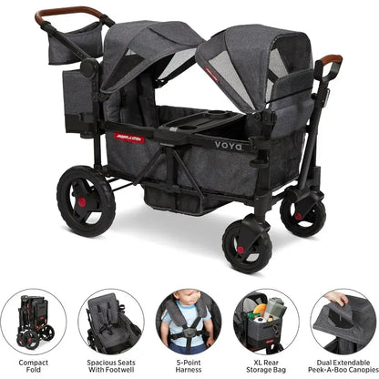 Voya Double Stroller Wagon, Toddlers 1-3. - special features