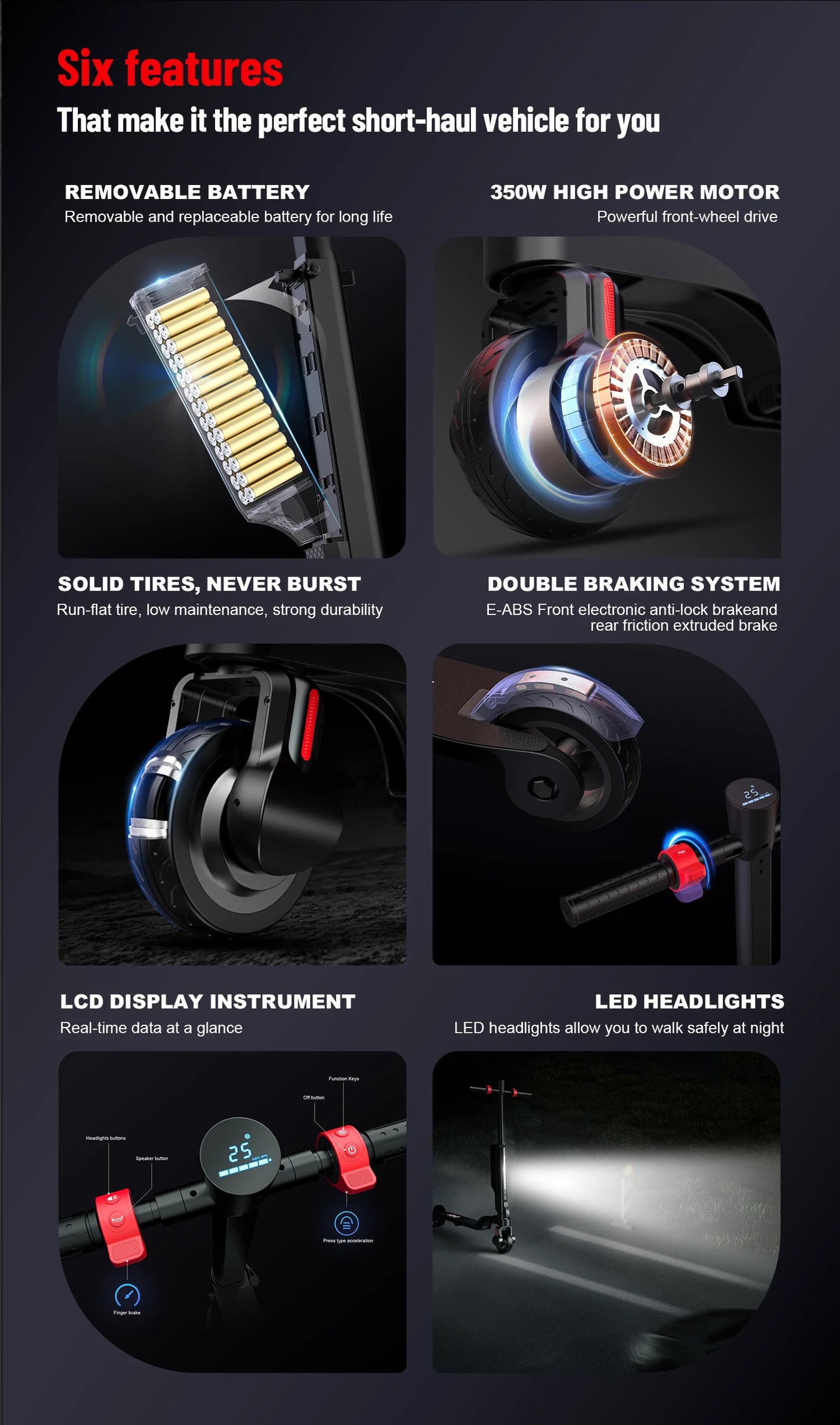 HX X6 Electric Scooter for Adult, Foldable,  350W 25KM/H, 7.5AH 36V