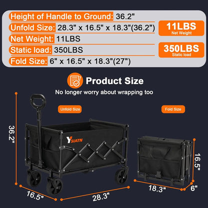 Collapsible Wagon Cart with 350lbs Weight Capacity