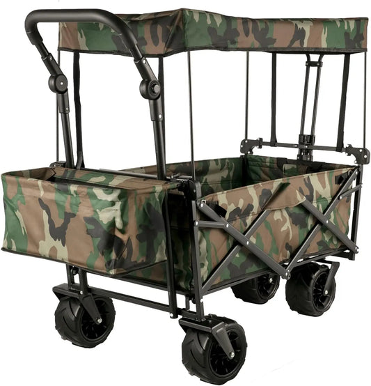 Collapsible Wagon with Removable Canopy, Heavy Duty Cart