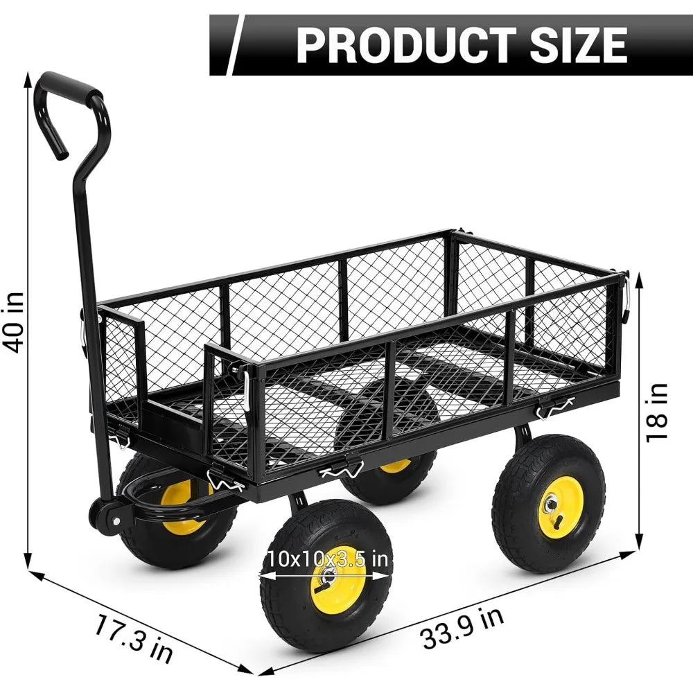 Steel Garden Cart with 550 lbs Capacity
