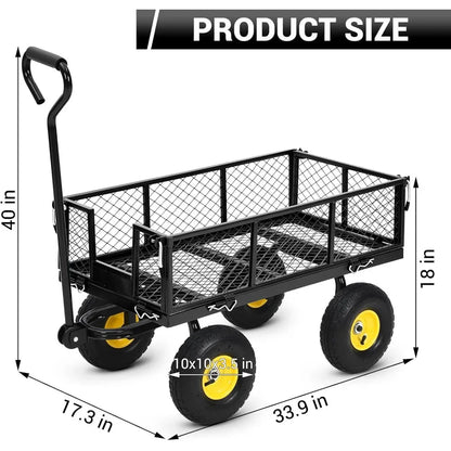 Steel Garden Cart with 550 lbs Capacity