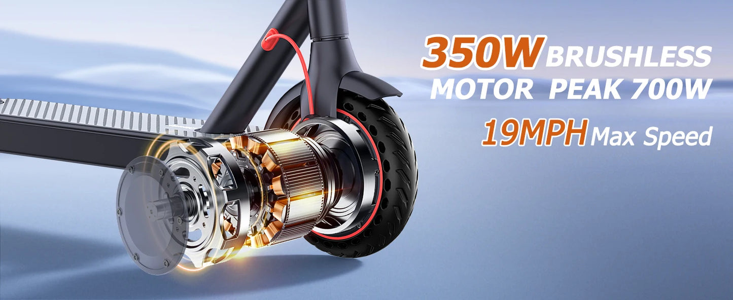 LP60 Adult Foldablel Electric Scooter with seat, 350W Motor 36V 5.2Ah Battery, 19mph Max Speed, Up to 16miles Range