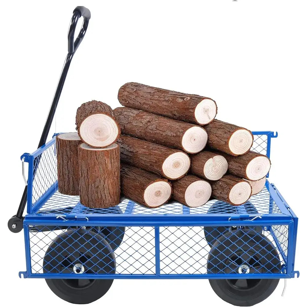 Heavy Duty Steel Wagon Cart, A Large-Capacity with a Load of 1100LBS, Detachable Sides - heavy duty
