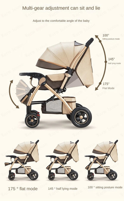 Four-wheel Strollers, Foldable and Washable, Multifunctional Stroller