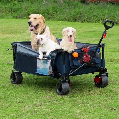 600L Beast Wagon 26" W Extra Wide All Terrain Folding w/Big Wheels, Cargo Net & Tailgate, 26" W and 55" L