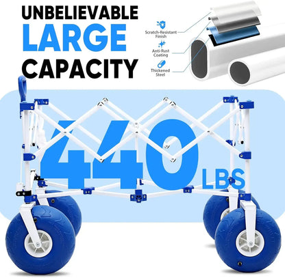 Heavy Duty Beach Wagon with 9" Wheels - 440LBS Capacity
