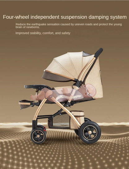 Four-wheel Strollers, Foldable and Washable, Multifunctional Stroller