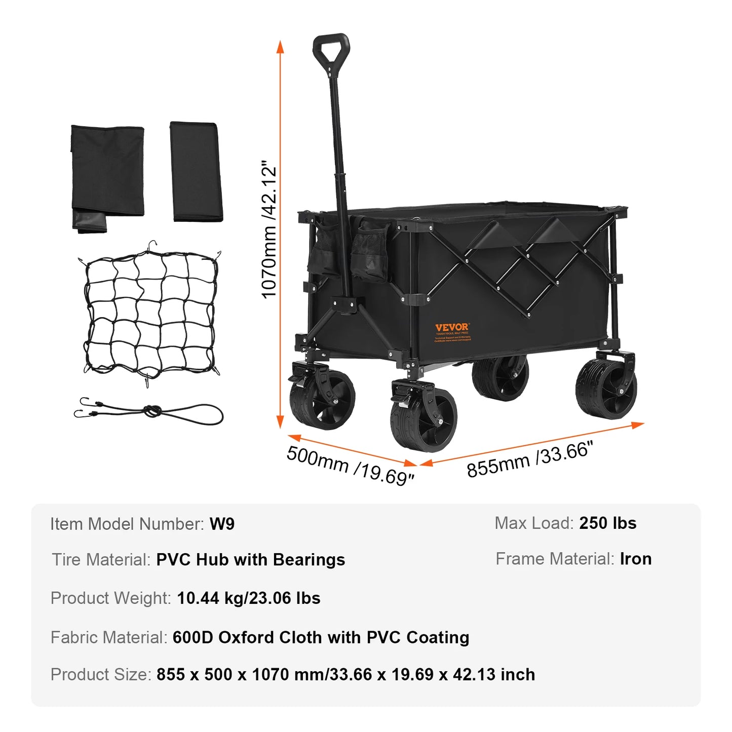 Collapsible Folding Wagon with All-Terrain Wheels