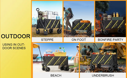 Foldable Wagon - Heavy Duty Garden cart with Large All-Terrain Wheels