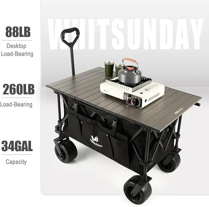 Collapsible Wagon Cart, Large Capacity, All-Terrain Wheels Heavy Duty