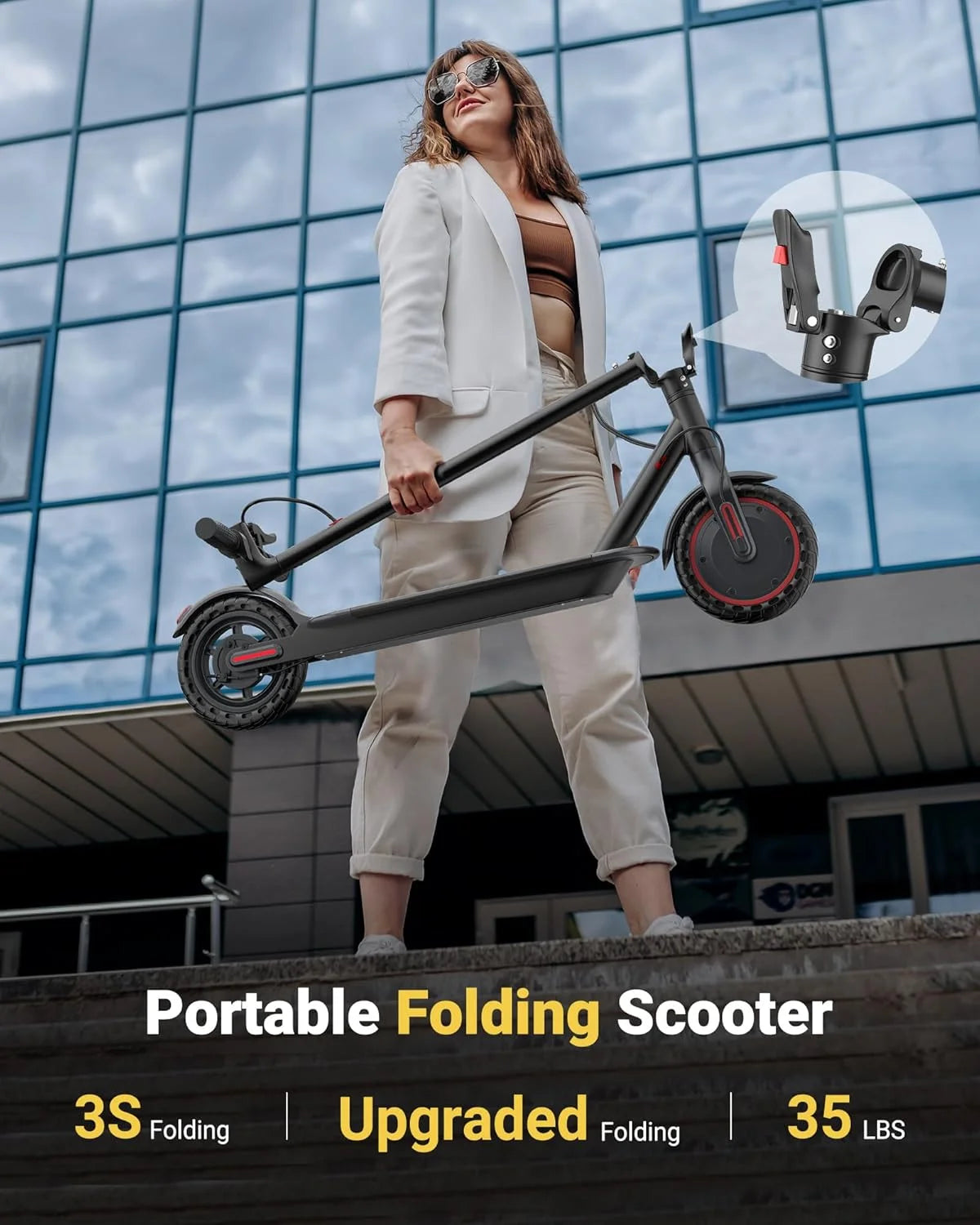 Electric Scooter for Adult, 350W 19MPH, APP Smart, 8.5inch tire, Foldable, 16Miles Max Range