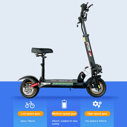 800W Powerful Electric Kick Scooter Anti-skid Off Road Tire 45KM/H  55km Range