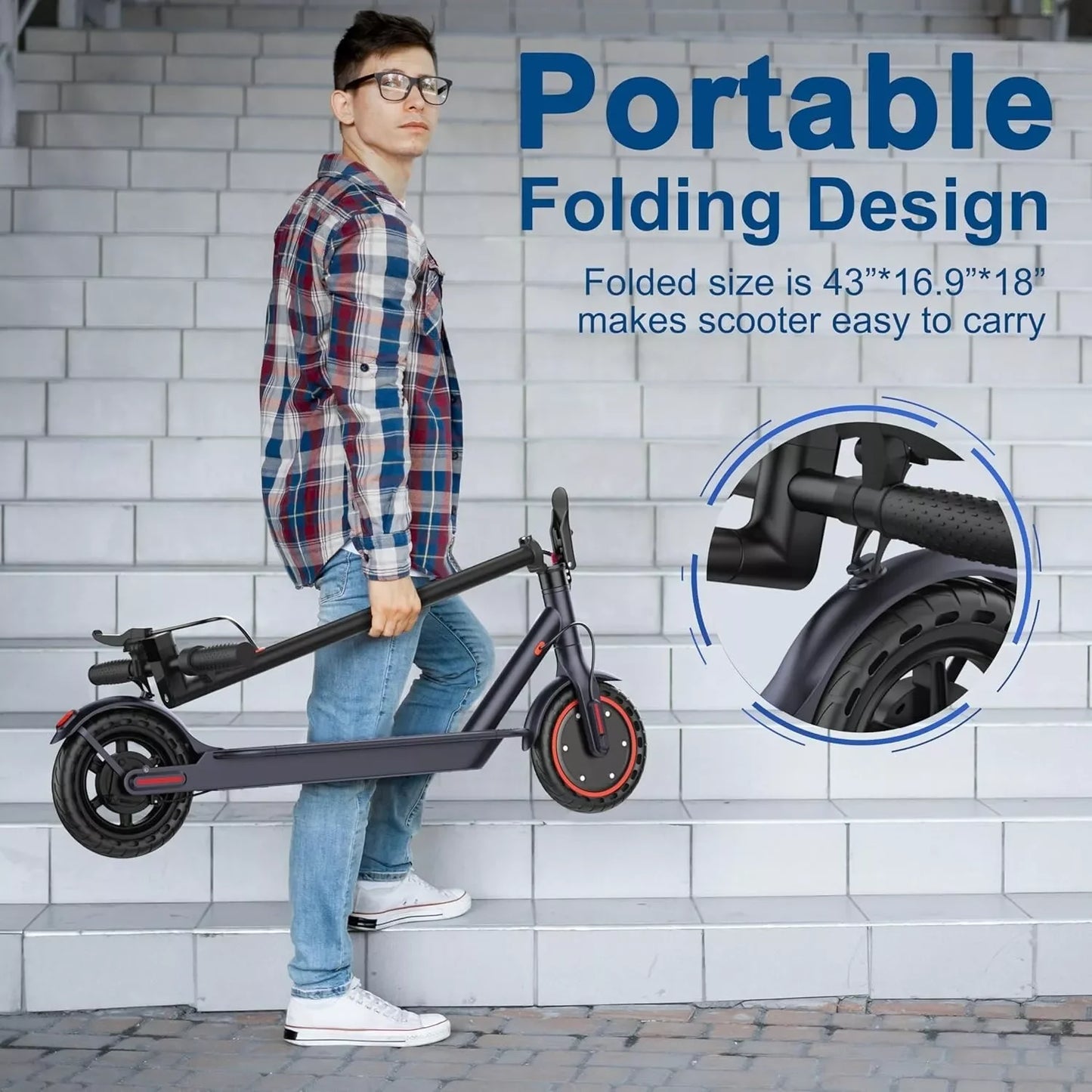Electric Scooter for Adult, 350W 19MPH, APP Smart, 8.5inch tire, Foldable, 16Miles Max Range