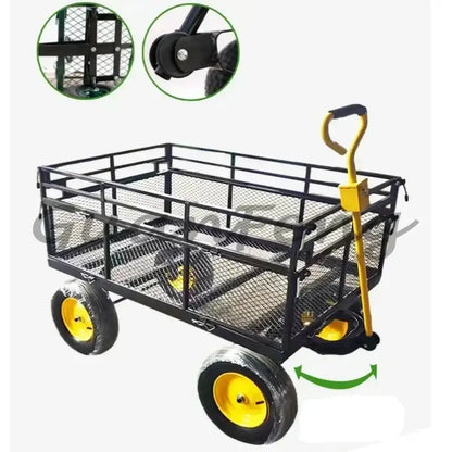 Double Deck Steel Garden Cart - Heavy Duty