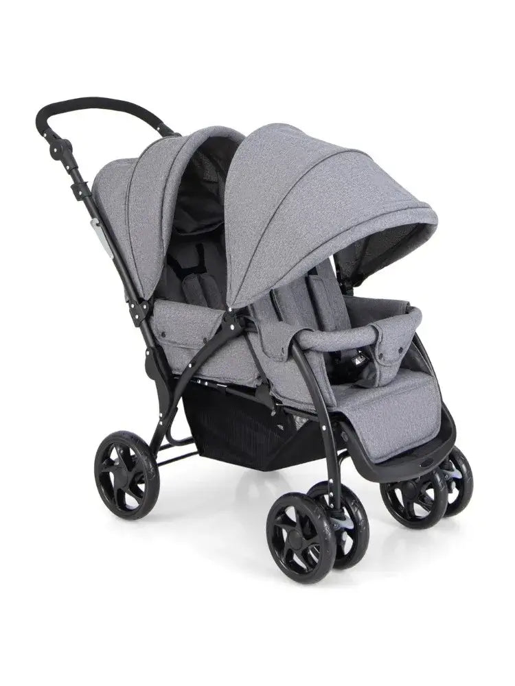 Double Stroller, Foldable Lightweight Infant Twin with Tandem Seating, 5-Point Harness, Recline Seat, Storage