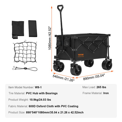 Collapsible Folding Wagon with All-Terrain Wheels