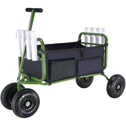 Foldable Beach Fishing Cart, 300 lbs with Rubber Balloon Tires