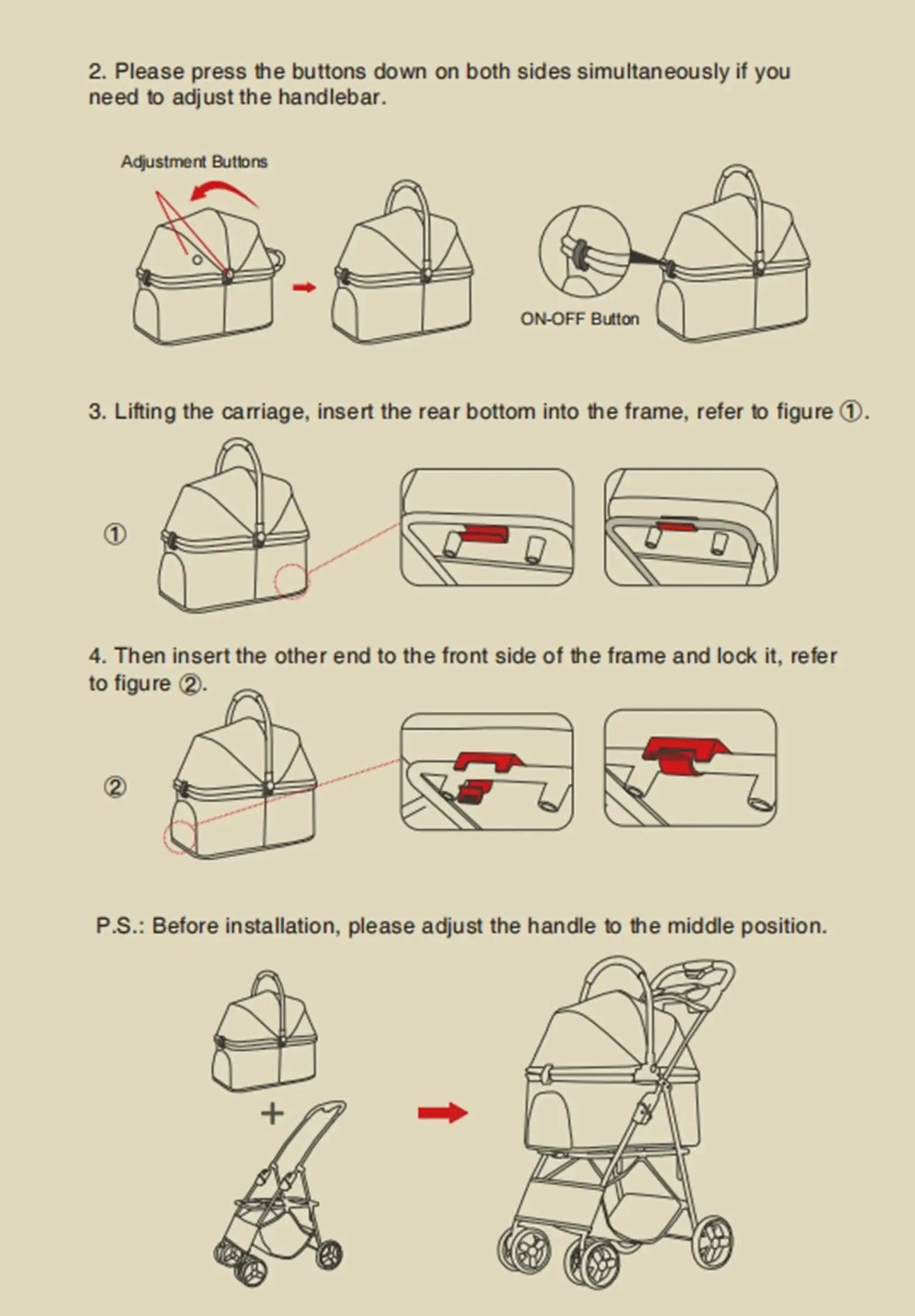 Luxury Detachable Pet Stroller - Instruction Manual