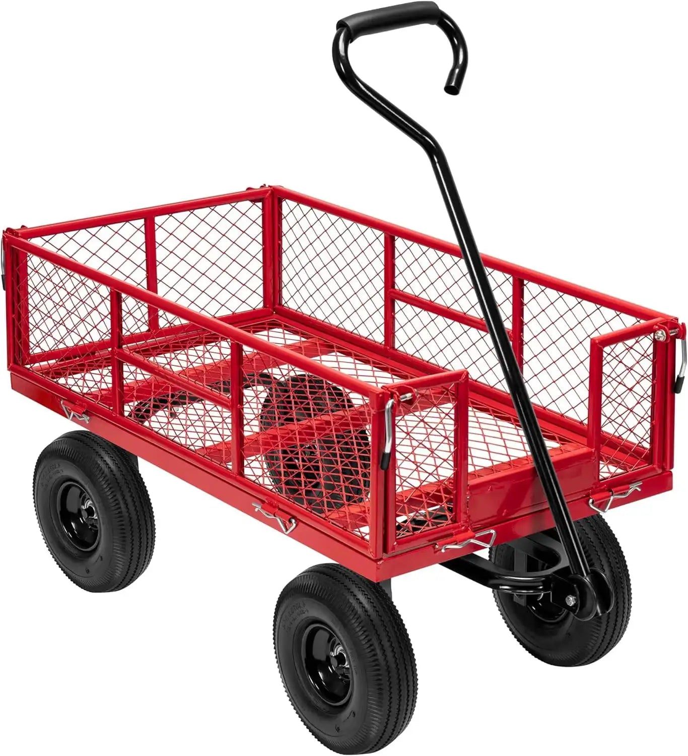 Heavy Duty Steel Garden Cart 880 lbs Capacity, 38" x 21" Folding Utility Wagon with 10 Inch Wheels 