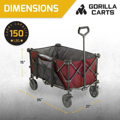Gorilla Foldable Wagon Heavy Duty Cart with All Terrain Wheels