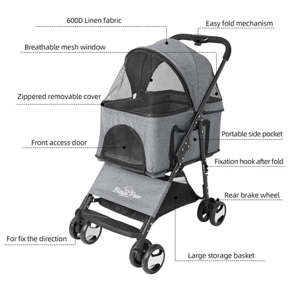 Pet Stroller Foldable Travel Carrier