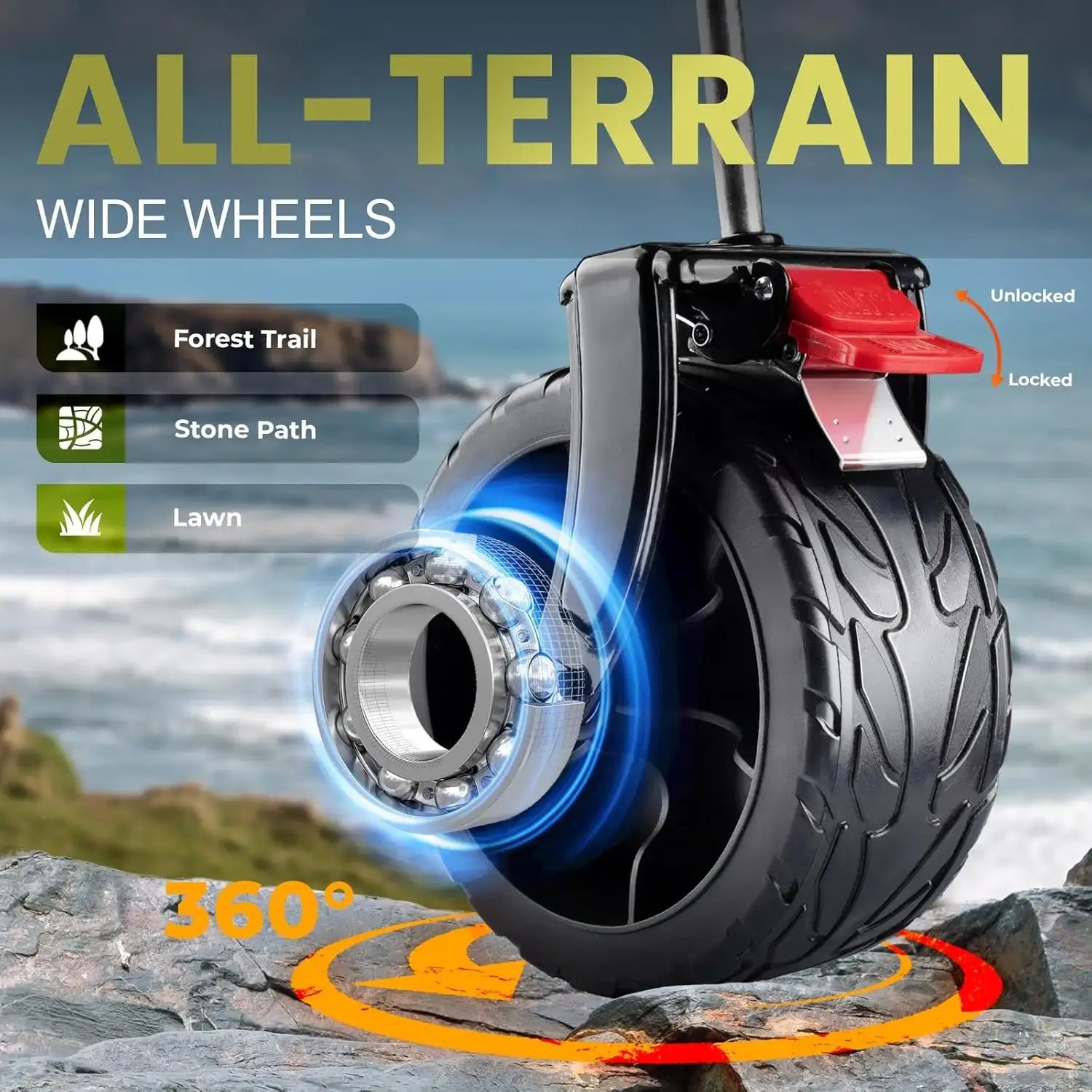 400L Foldable Double Decker Wagon, Large Capacity Collapsible Wagon Cart, 52" Extra Long Extender All Terrain Big Wheels - all terrain