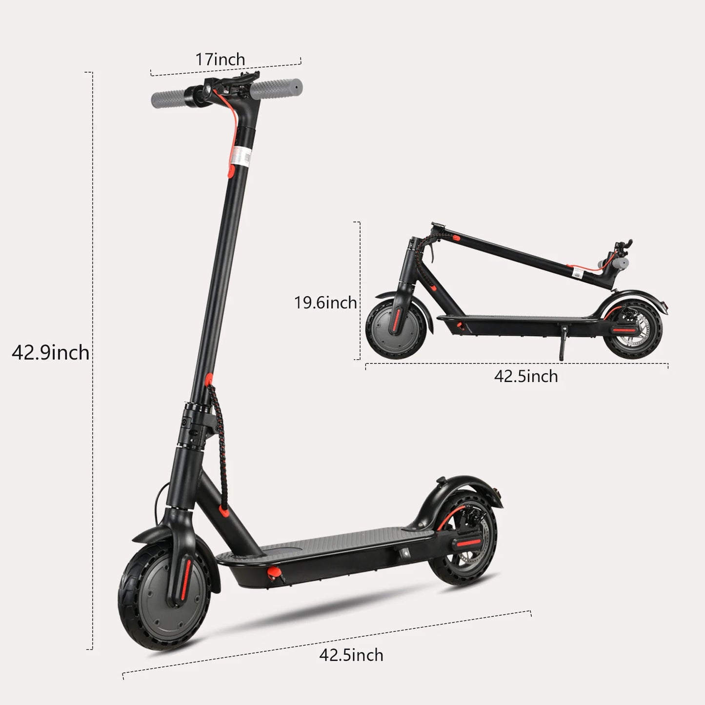 Lightweight Commuter Electric Scooter for Adults, Explosion-proof Tires, Dual Brake System, APP Support