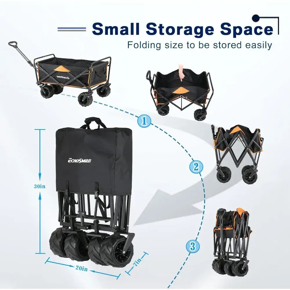 Heavy Duty Foldable Wagon - 350lbs, All-Terrain Wheels
