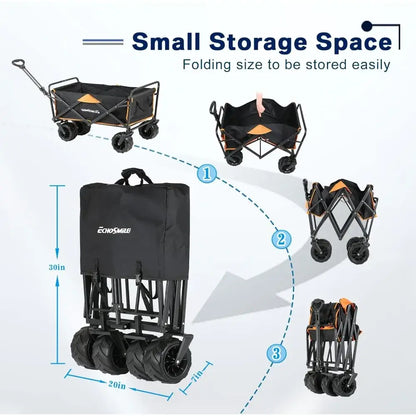 Heavy Duty Foldable Wagon - 350lbs, All-Terrain Wheels