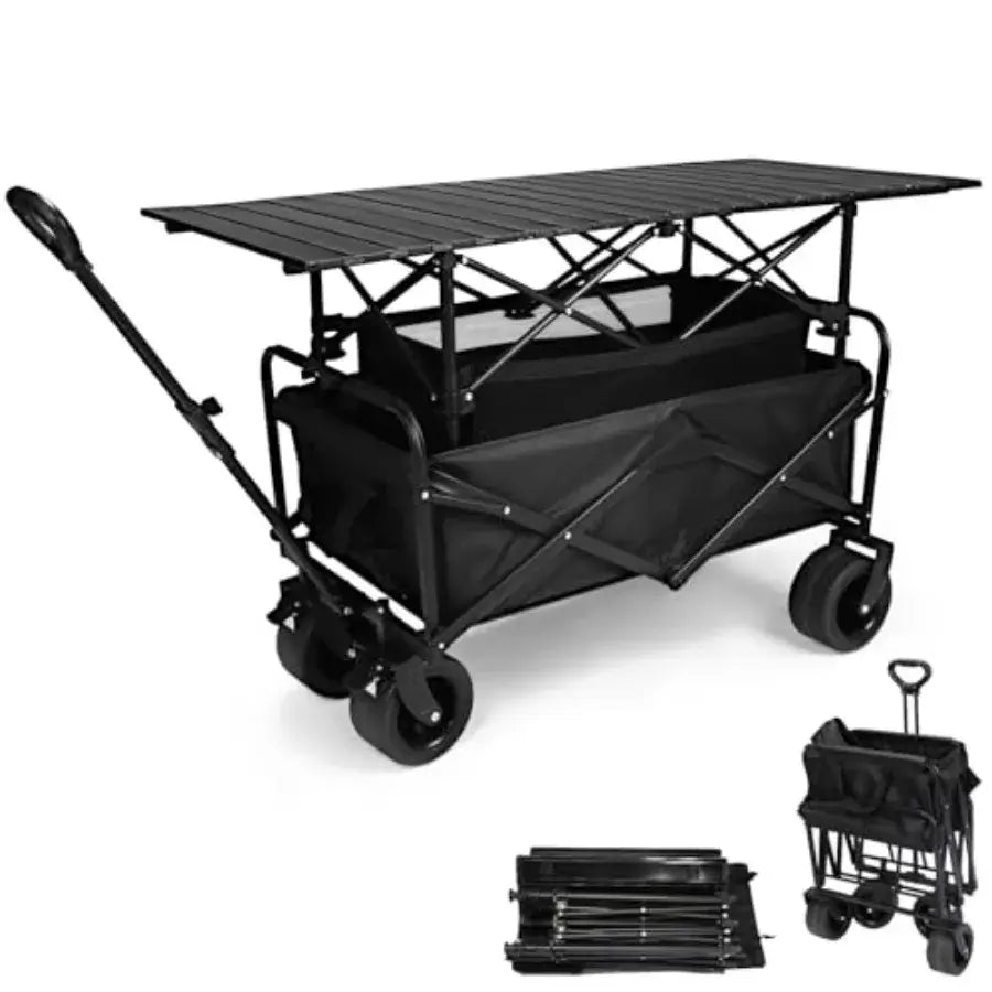 Foldable Wagon Cart with Aluminum Table 