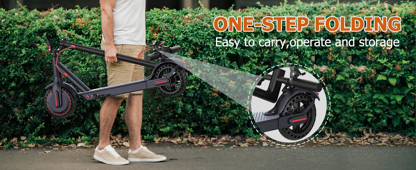 LP60 Adult Foldablel Electric Scooter with seat, 350W Motor 36V 5.2Ah Battery, 19mph Max Speed, Up to 16miles Range