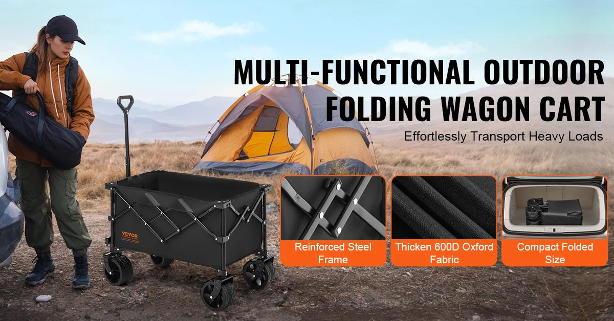 Collapsible Folding Wagon with All-Terrain Wheels