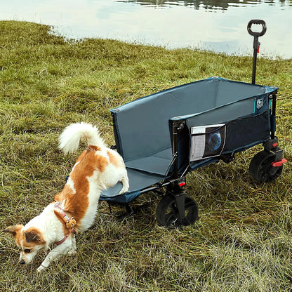 TIMBER RIDGE 47" L Collapsible Wagon with Tailgate & Brake, 300lbs Heavy Duty Beach Wagon with All-Terrain, Big Wheels 250L