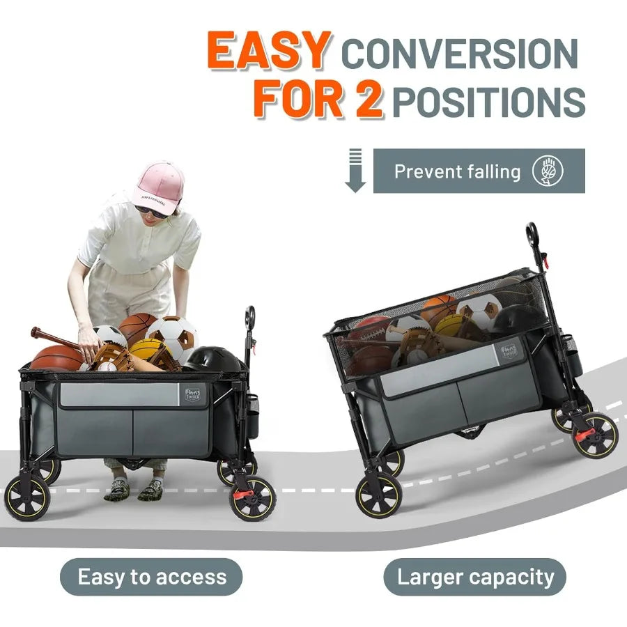 Extra Large Collapsible Folding Wagon with Extended Height Adjustment