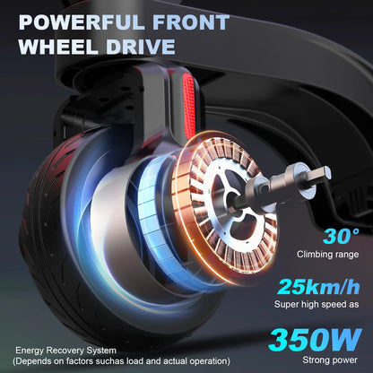 HX 7.5AH Adult Foldable Electric Scooter, 350W 25KM/H, Kick Scooter 5.5 Inch, APP Smart