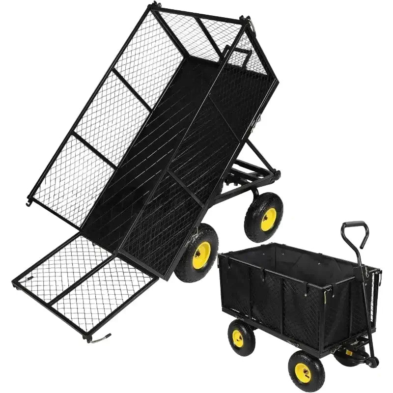 Double Deck Steel Garden Cart - Heavy Duty