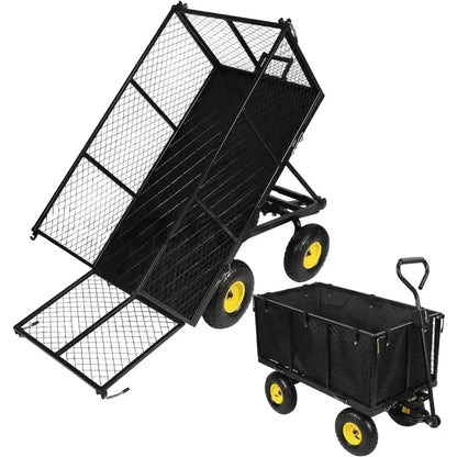 Double Deck Steel Garden Cart - Heavy Duty