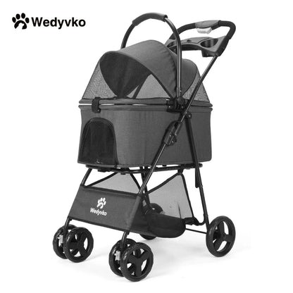 Luxury Detachable Pet Stroller - Adjustable Canopy