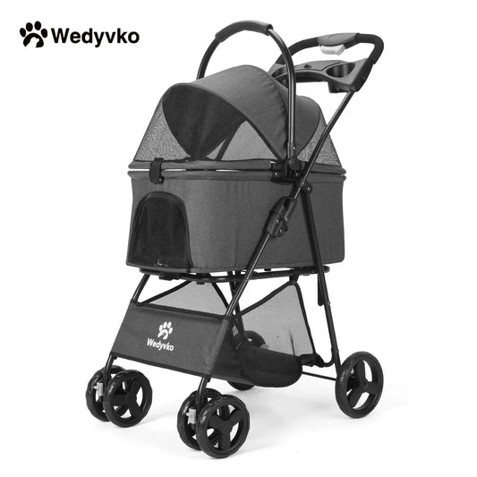 Luxury Detachable Pet Stroller - Adjustable Canopy