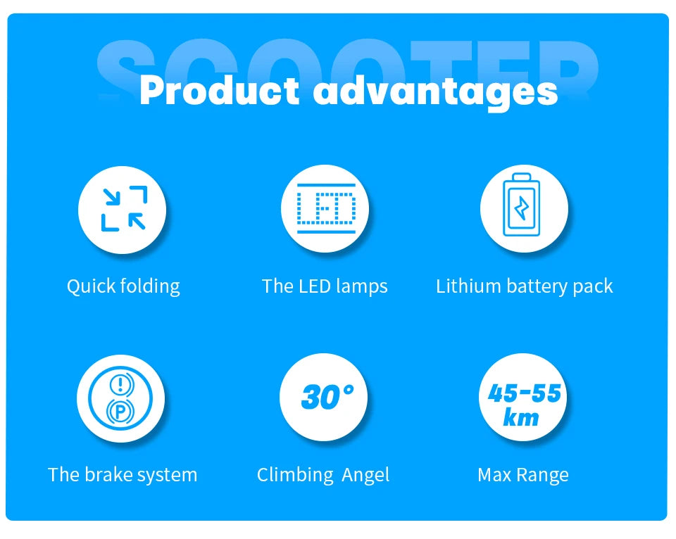 Adult Foldable Electric Scooter, 48v 13ah 16Ah, Kick Scooter Lightweight, Long Range 35-55km, 800w