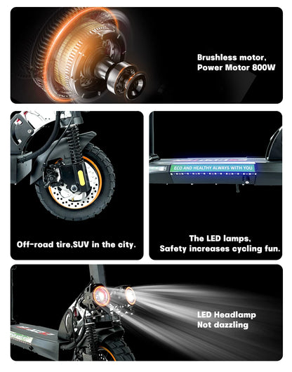 Adult Foldable Electric Scooter, 48v 13ah 16Ah, Kick Scooter Lightweight, Long Range 35-55km, 800w